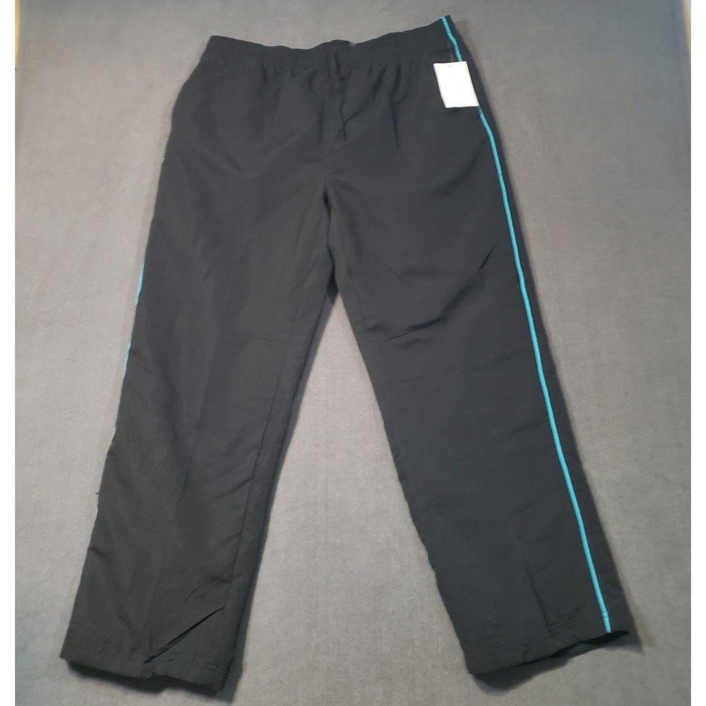 Activology Track Pants Womens Petite XL Black Aqua Blue Side Stripe D41RK362P
